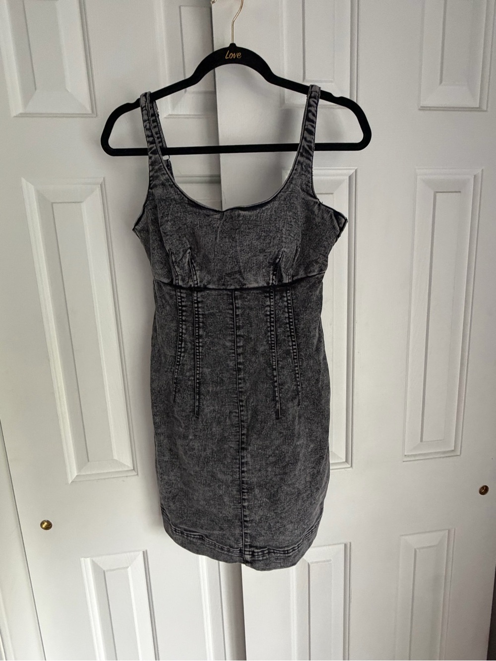 No Boundaries Black Acid-Wash Denim Mini Dress